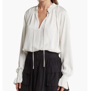 NWT: Ramy Brook Bethany Satin Top in Ivory Coast- Size M